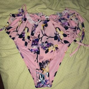 Floral high waisted bikini bottoms